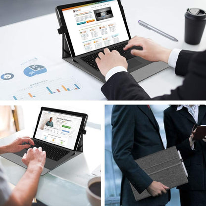 Case for Microsoft Surface Pro 7 Plus, Surface Pro 7/6/5/4/3 12.3 Inch Tablet - Multiple Angle Viewing Portfolio Business Cover, Compatible W/Type Cover Keyboard, De-Charcoal