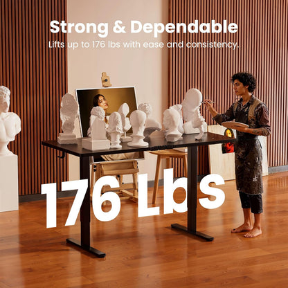 Height Adjustable Electric Standing Desk, 47.2 X 23.6 Inches Sit Stand up Desk, Memory Computer Home Office Desk with Two-Piece Desktop (Black)