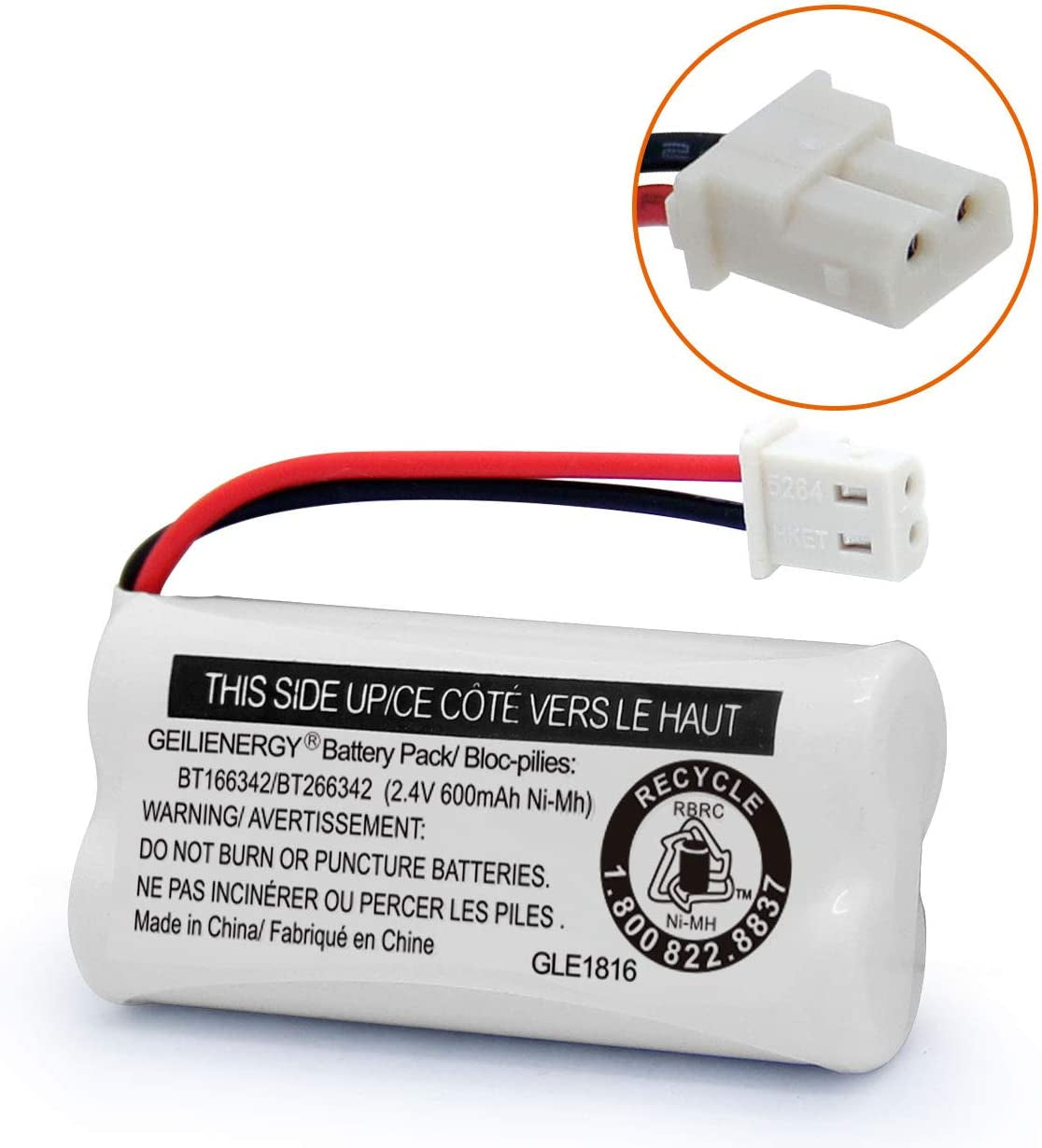 BT162342 BT262342 Battery Compatible with BT183342 BT283342 BT166342 BT266342 Vtech CS6114 CS6419 CS6719 At&T EL52300 CL80111 Cordless Phone(Pack of 2)